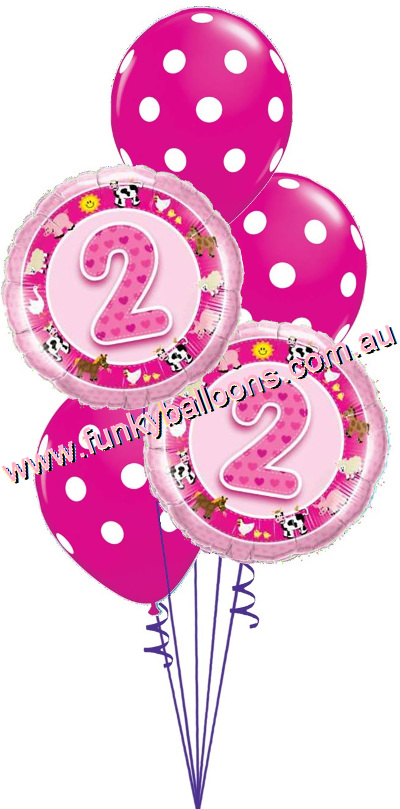 (image for) 2nd Birthday Pink Farm Animals Bouquet
