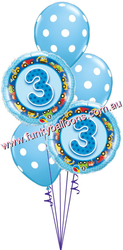 (image for) 3rd Birthday Blue Trucks + Diggers Bouquet