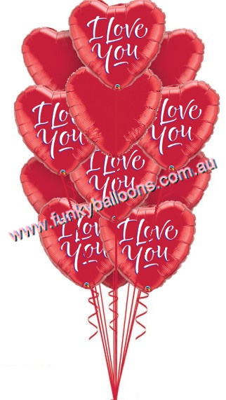 (image for) A Dozen Red I Love You Heart Balloons