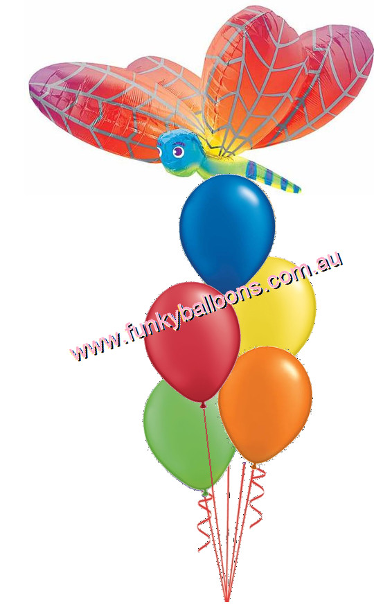(image for) Rainbow Dragonfly Balloon Bouquet