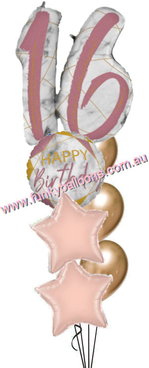 (image for) 16th Jumbo Marble Rose Gold Birthday Bouquet